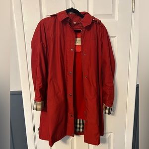 Red Burberry Rain Jacket with removable shell